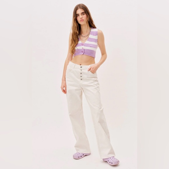 For Love and Lemons Maud Crop Sweater Vest in Lavender & White Size Small NWT - Picture 2 of 6